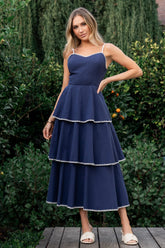 Odette Tiered Dress | Navy + White - Baltic Born